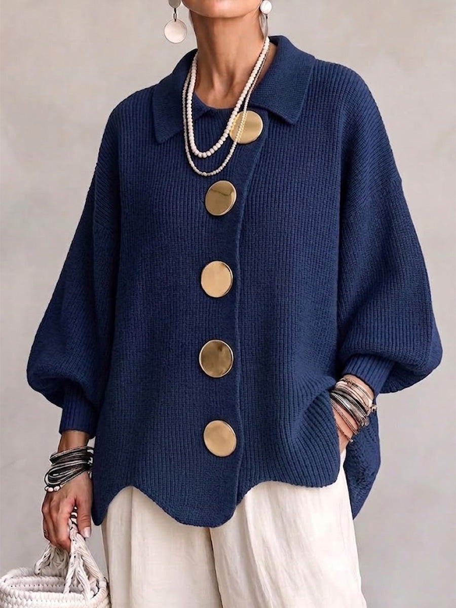 Oversized Collared Button Cardigan
