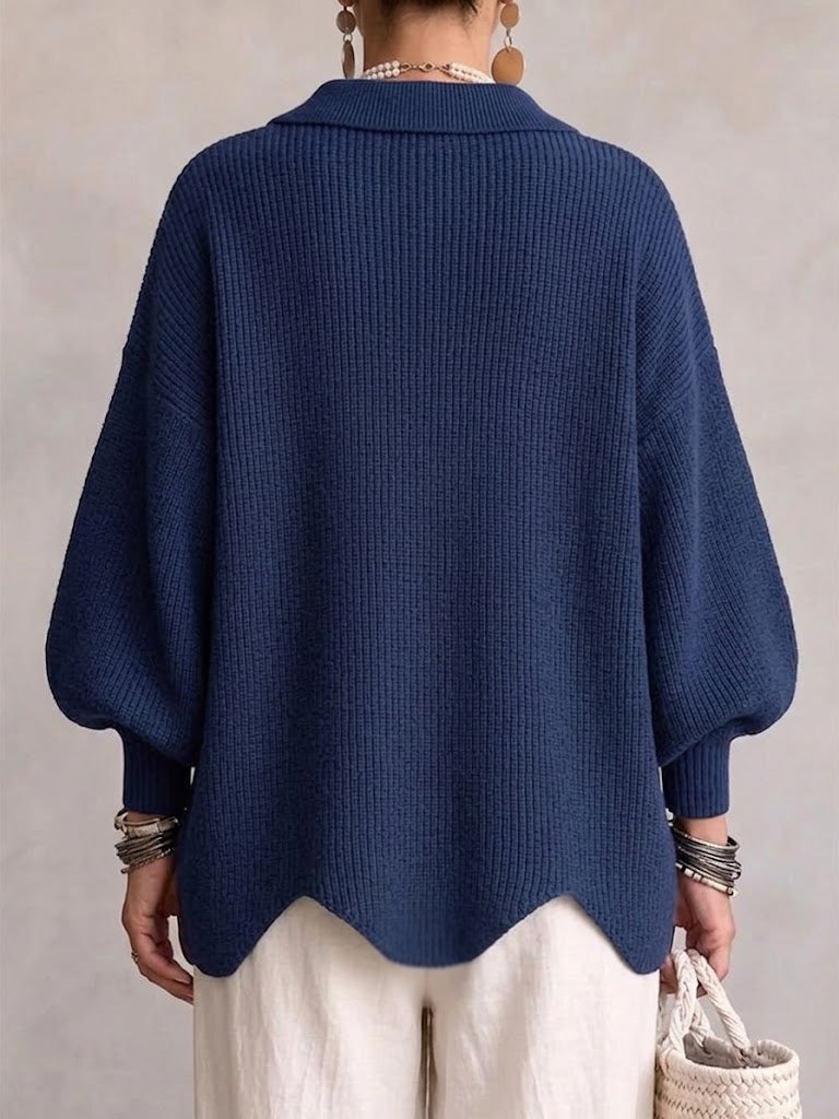 Oversized Collared Cardigan With Large Metal Buttons