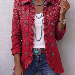 Bohemian Paisley Ombré Print Ruffled Jacket