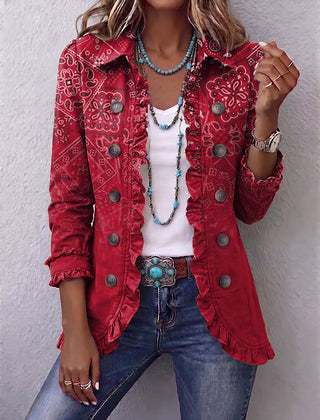 Bohemian Paisley Ombré Print Ruffled Jacket