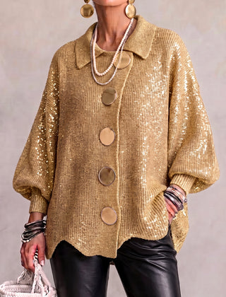 Oversized Collared Button Cardigan