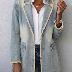 Vintage-Style Oversized Blazer with Raw Edges