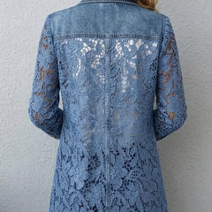 Blazer Jacket with Floral Lace Paneling