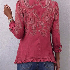 Vintage Paisley Print Ruffled Jacket