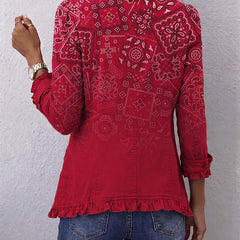 Bohemian Paisley Ombré Print Ruffled Jacket