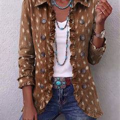 Bohemian Animal-Print Ruffled Jacket