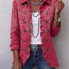 Vintage Paisley Print Ruffled Jacket