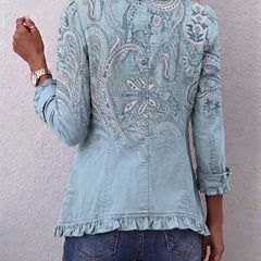 Vintage Paisley Print Ruffled Jacket