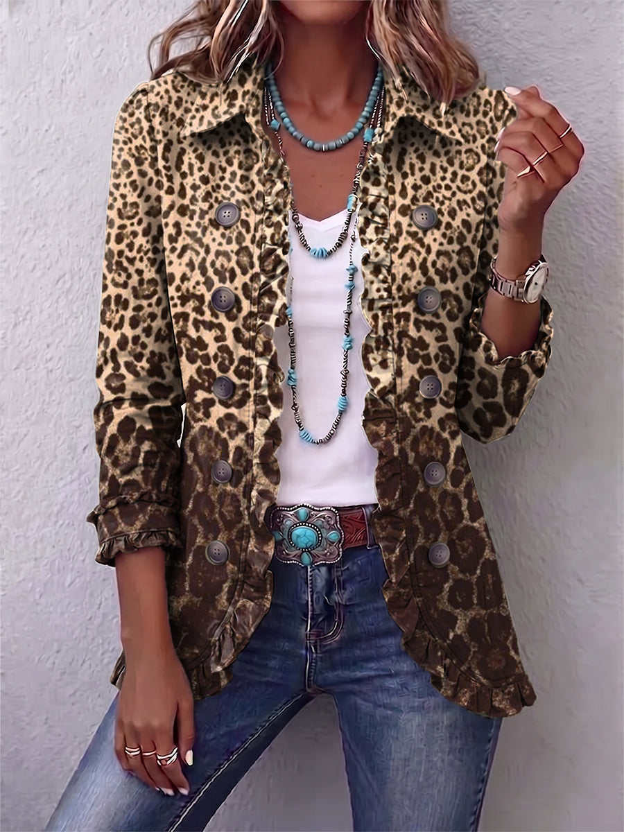 Leopard Print Ruffled Jacket