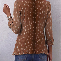 Bohemian Animal-Print Ruffled Jacket