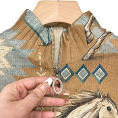 Desert Horse and Cactus Zip Cardigan
