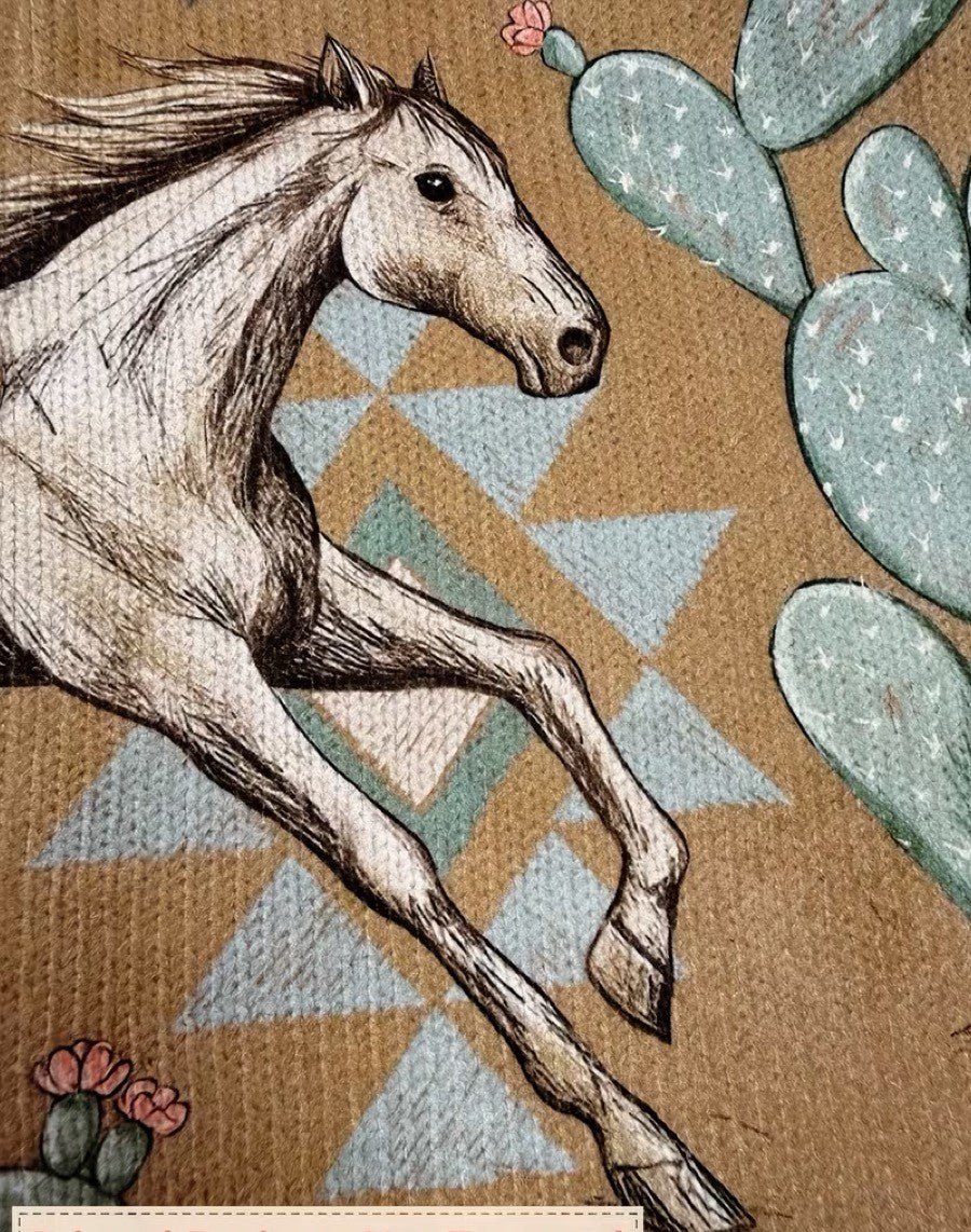 Desert Horse and Cactus Zip Cardigan