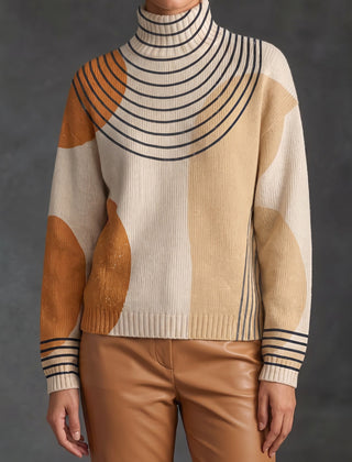 Color-Block Arc Turtleneck