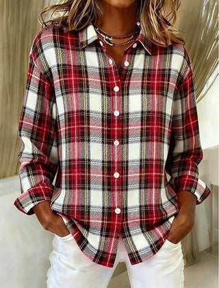 Vintage Plaid Button Front Blouse