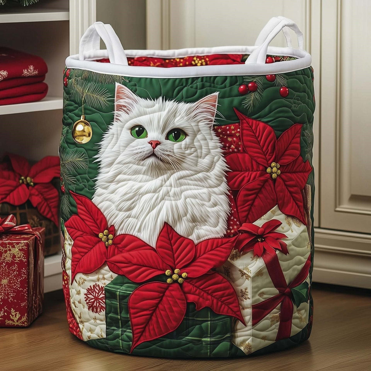 Snow Cat Laundry Basket