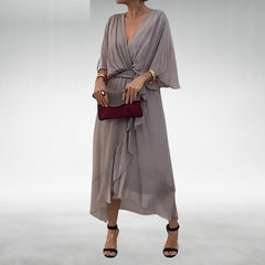Powell chiffon dress in gray