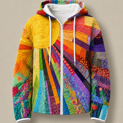 Sunburst Print Zip Hoodie