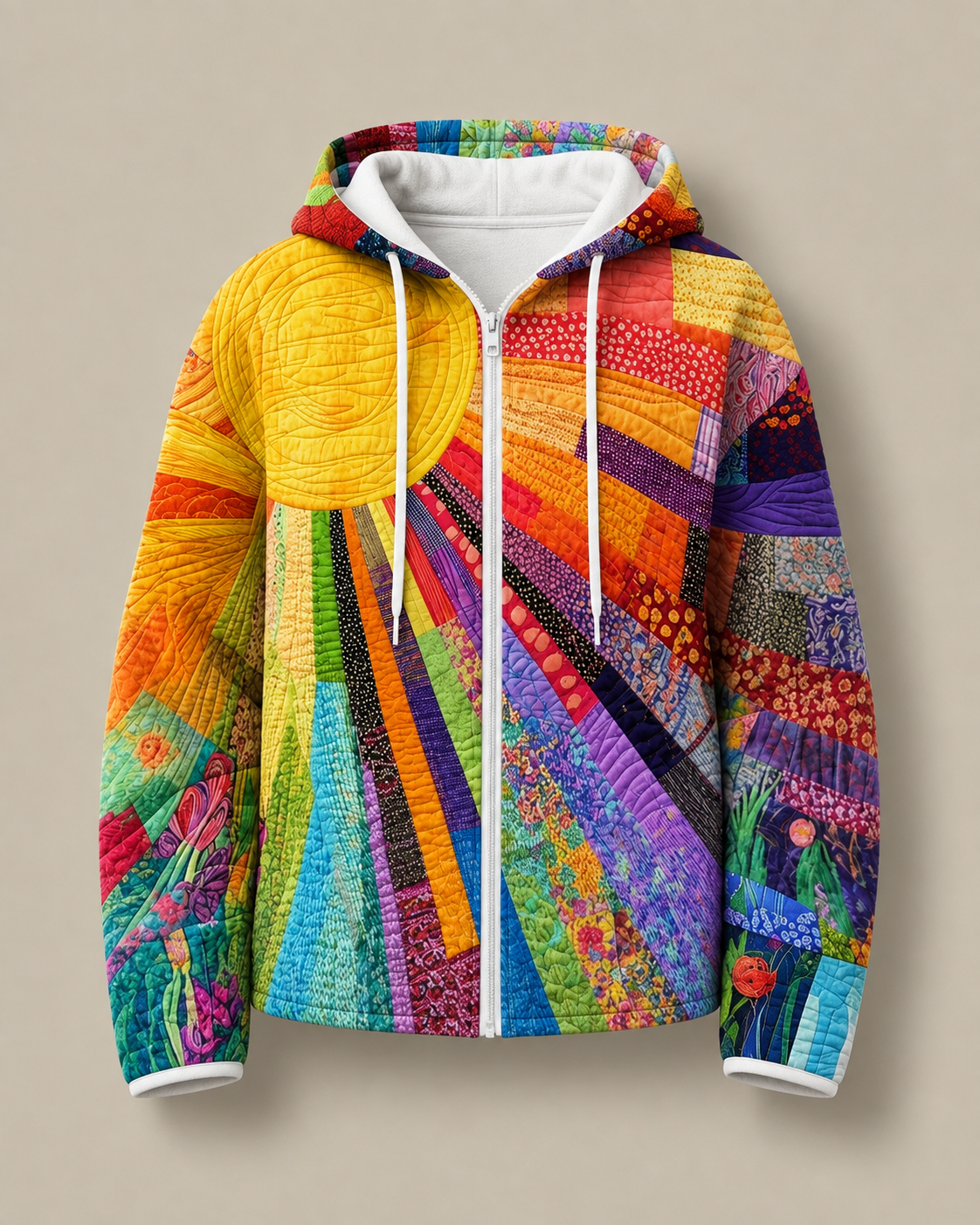 Sunburst Print Zip Hoodie
