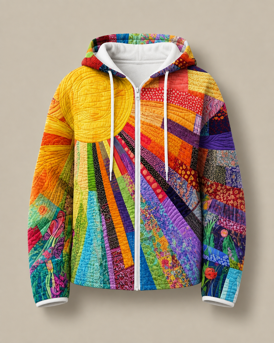 Sunburst Print Zip Hoodie