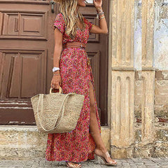 Sarisa | Boho-Print Gathered Maxi Dress