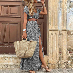 Sarisa | Boho-Print Gathered Maxi Dress