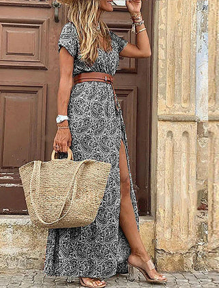 Sarisa | Boho-Print Gathered Maxi Dress