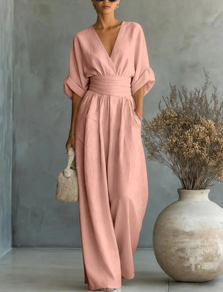 V-Neck High-Waist Jumpsuit