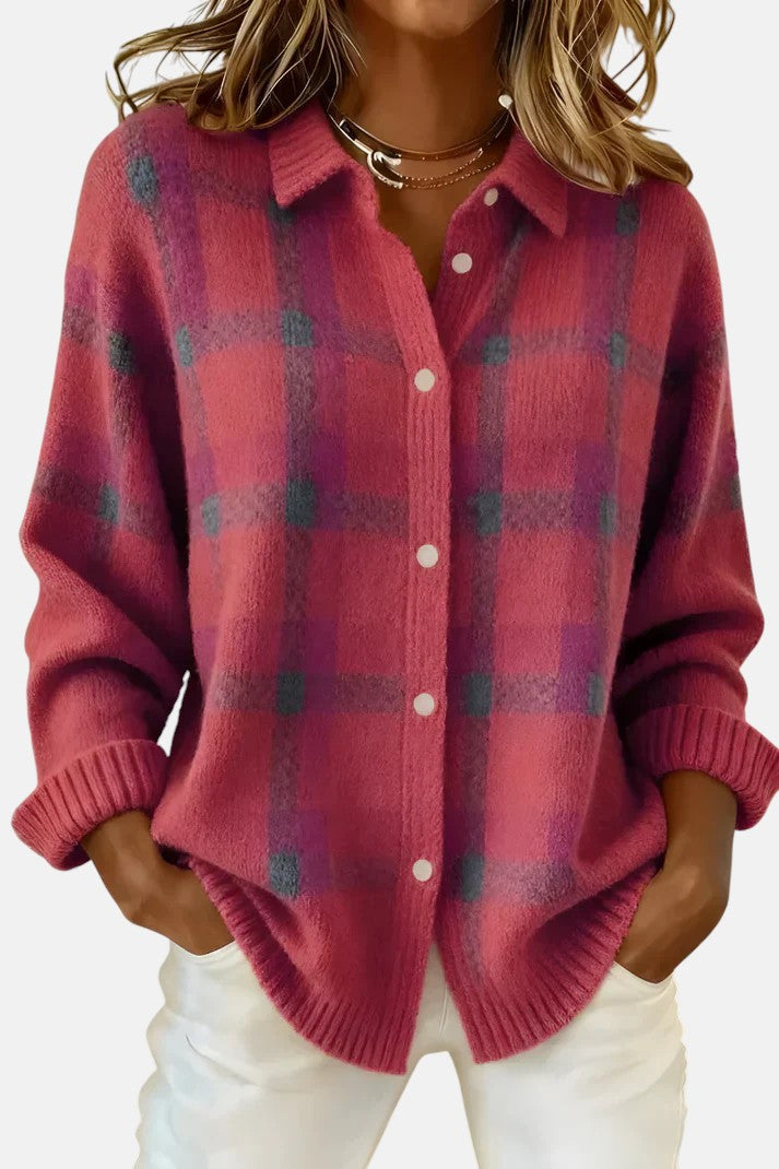 Elegant Plaid Cardigan