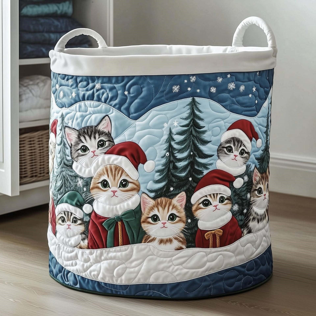 Kitten Gathering Laundry Basket