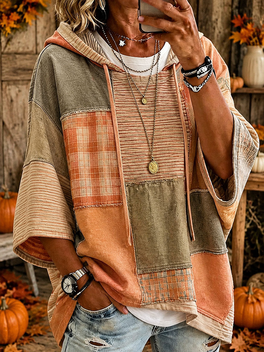Autumn Patchwork Oversized Hoodie
