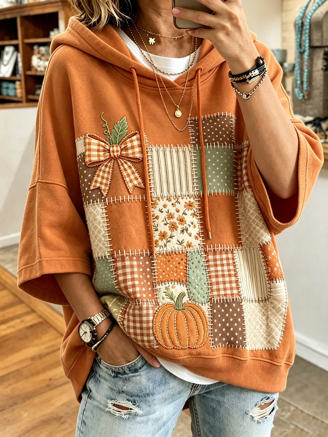 Autumn Print Oversized Hoodie