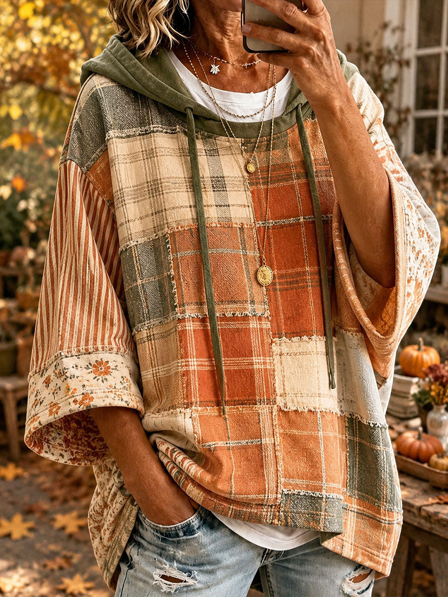 Autumn Patchwork Oversized Hoodie