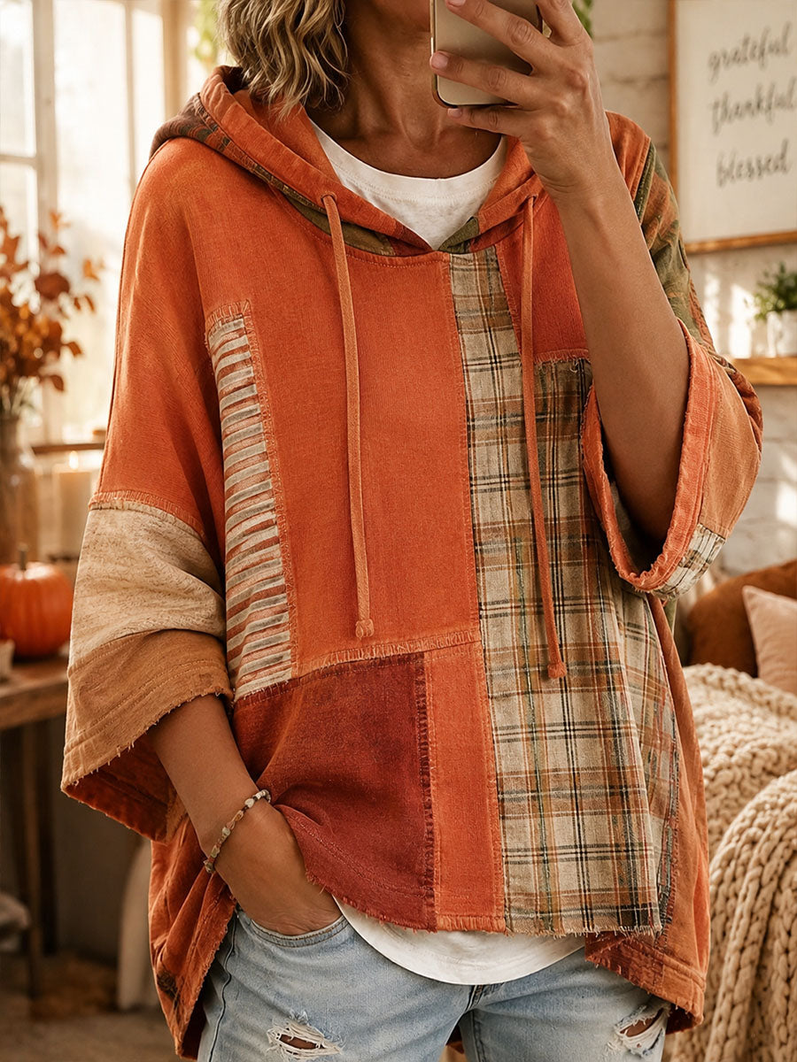 Autumn Patchwork Oversized Hoodie