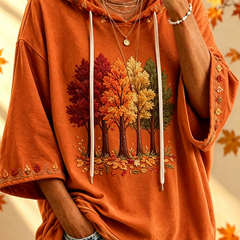 Autumn-Print Oversized Hoodie