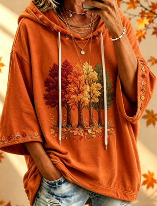 Autumn-Print Oversized Hoodie