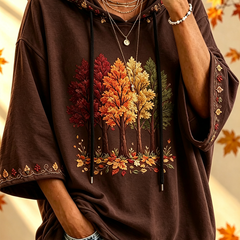 Autumn-Print Oversized Hoodie