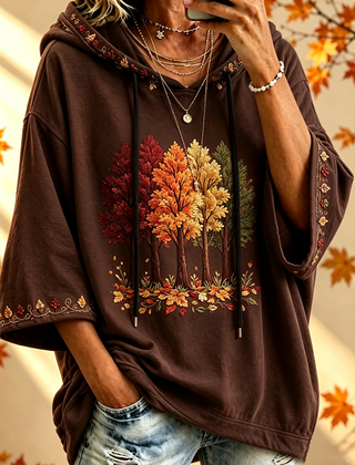 Autumn-Print Oversized Hoodie