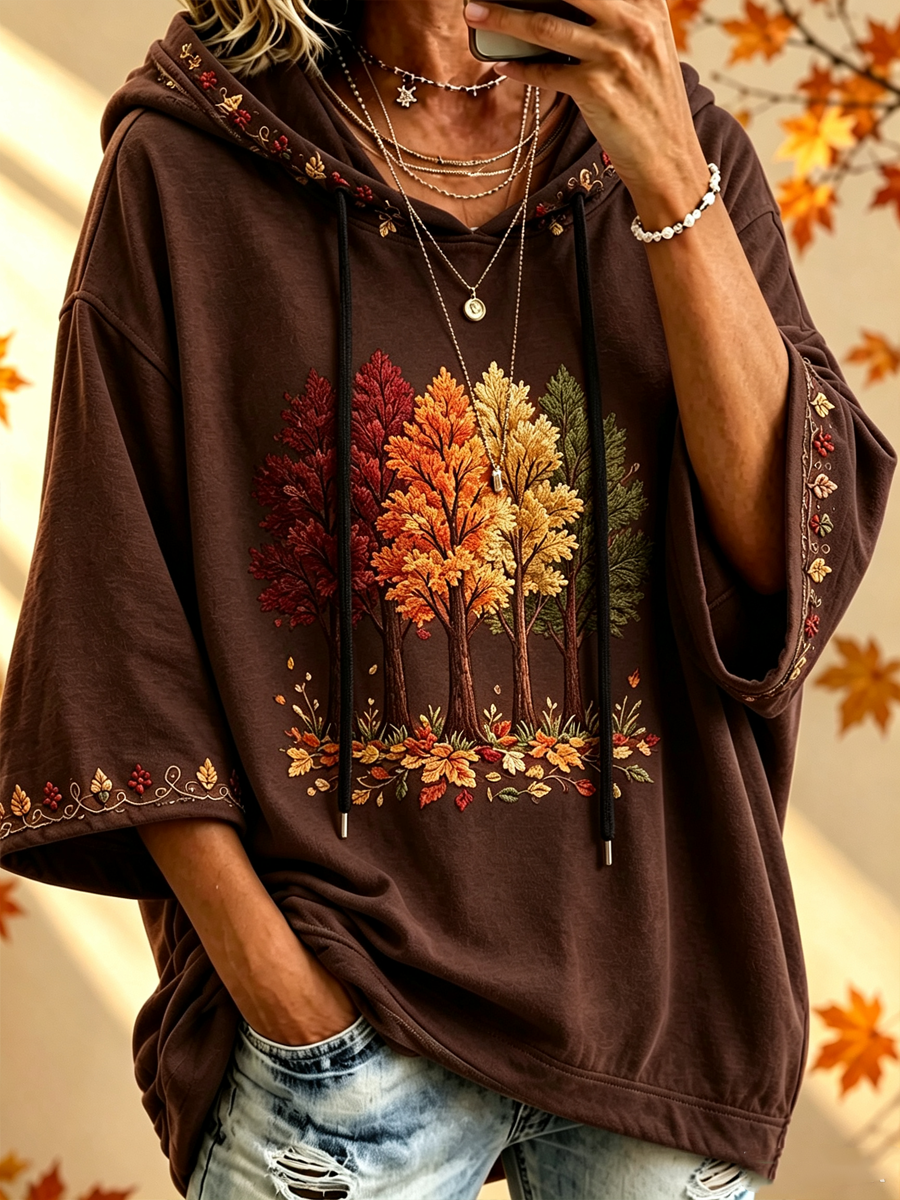 Autumn-Print Oversized Hoodie