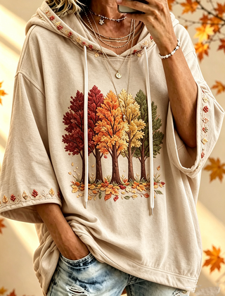 Autumn-Print Oversized Hoodie