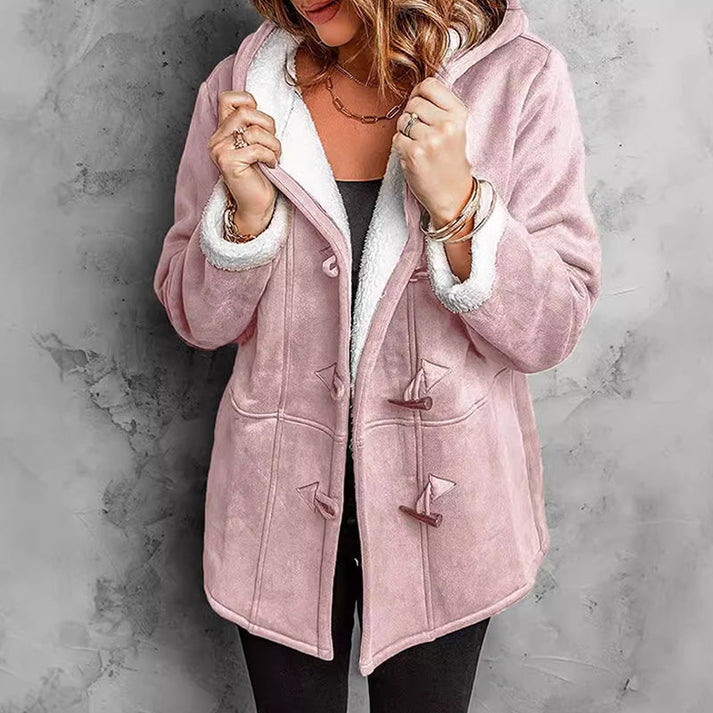 Manteau À Capuche en Simili Daim À Manches Longues