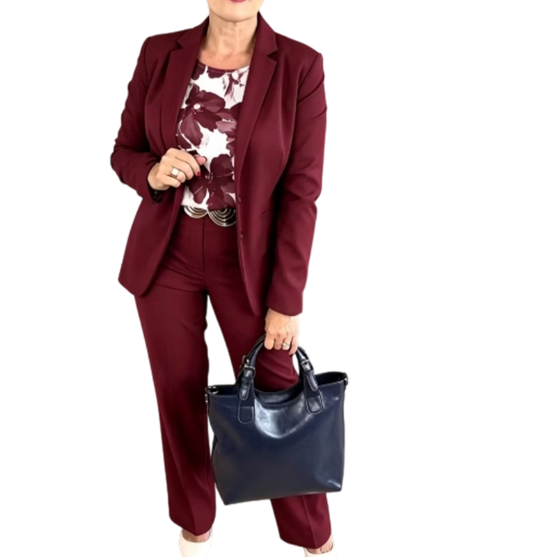 Three-Piece Suit Set: Blazer, Top and Pants