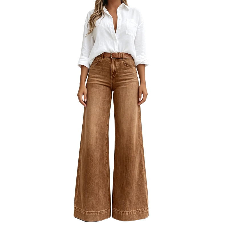 Wide-Leg High-Waist Jeans with a Lengthening Effect
