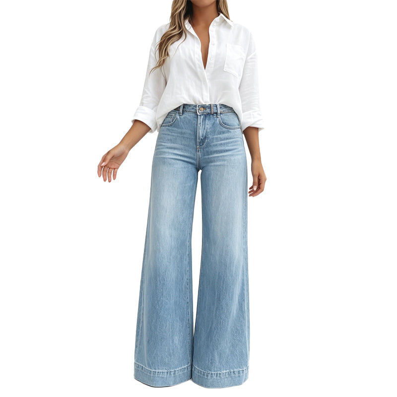 Wide-Leg High-Waist Jeans with a Lengthening Effect