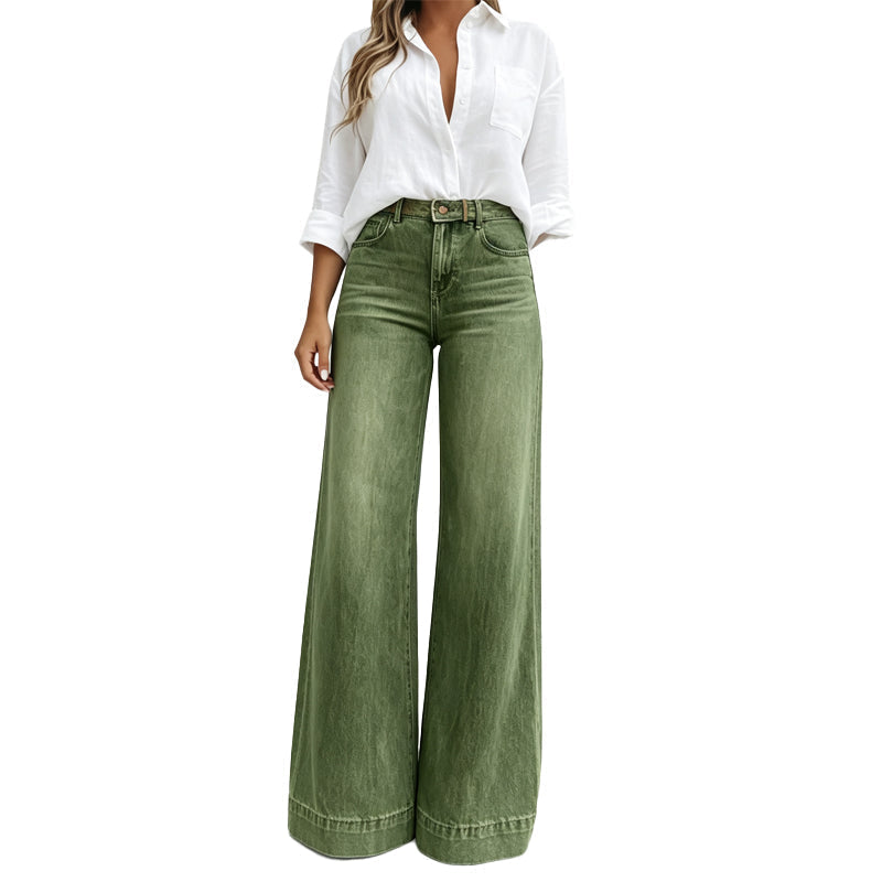 Wide-Leg High-Waist Jeans with a Lengthening Effect