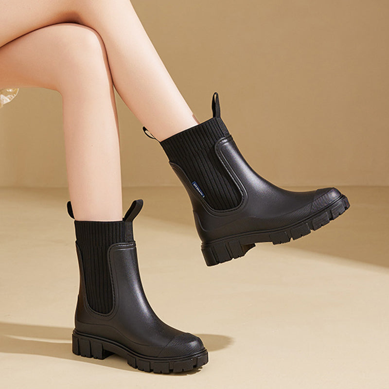 Waterproof Non-Slip Mid-Calf Boots with Chunky Sole