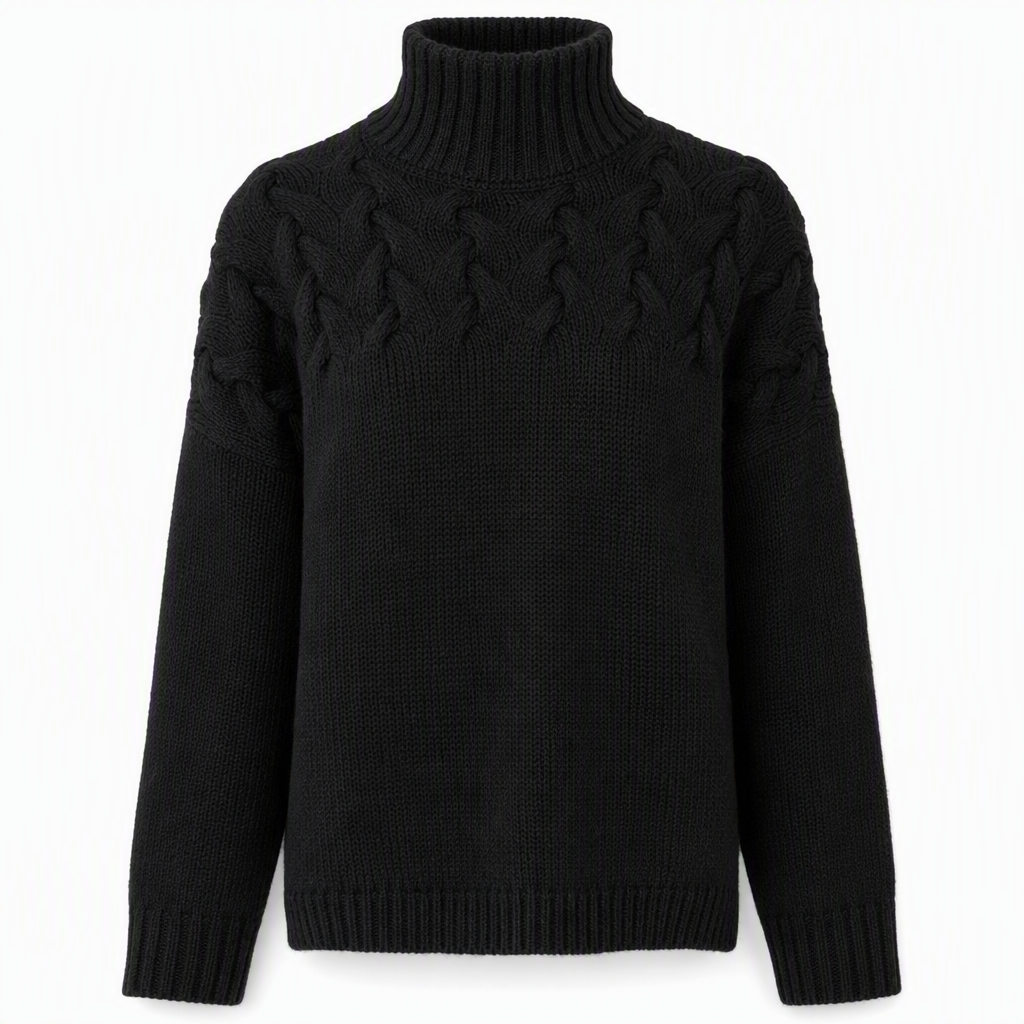 Cable-Knit Turtleneck Sweater