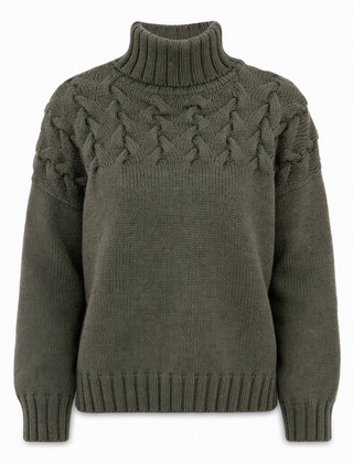 Cable-Knit Turtleneck Sweater
