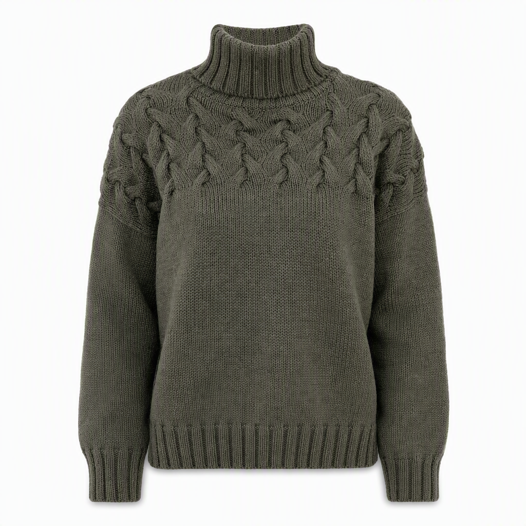Cable-Knit Turtleneck Sweater