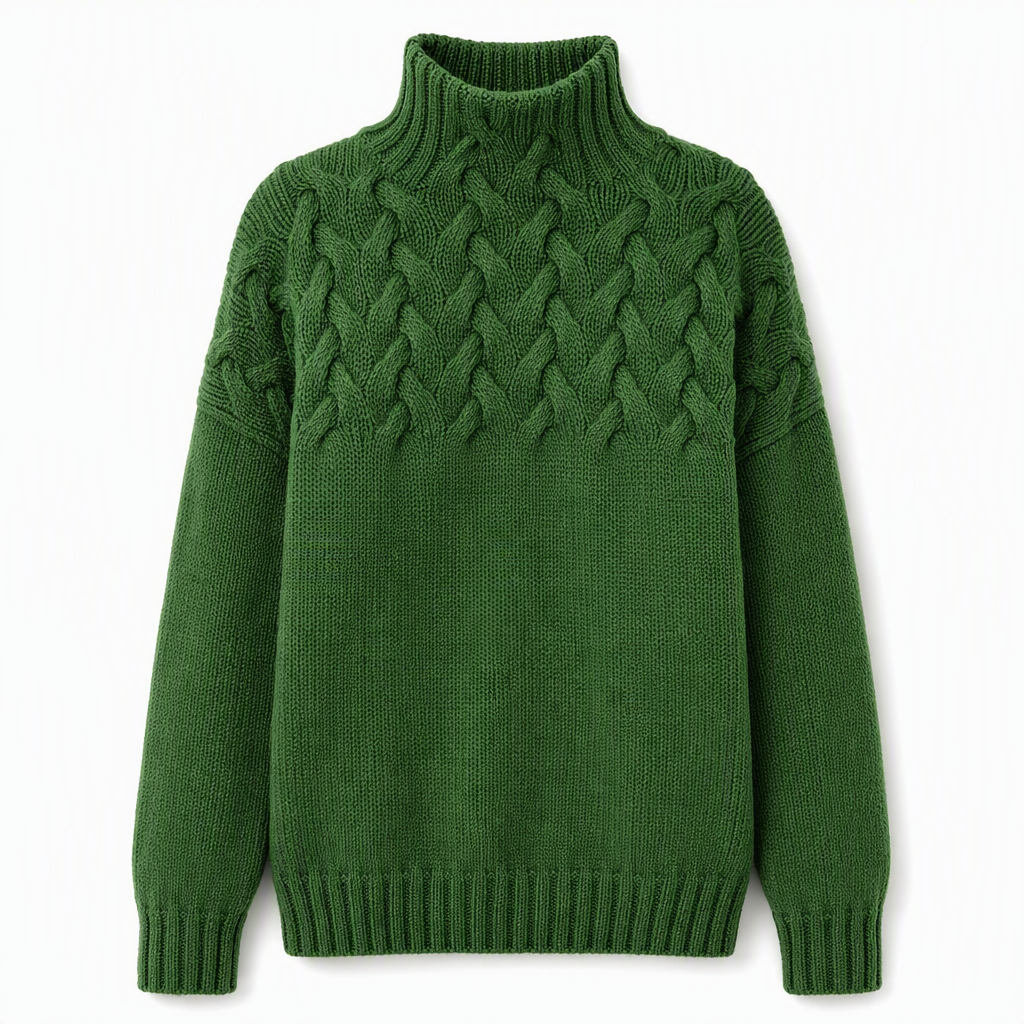 Cable-Knit Turtleneck Sweater