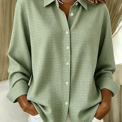Relaxed Gingham Button-Front Blouse